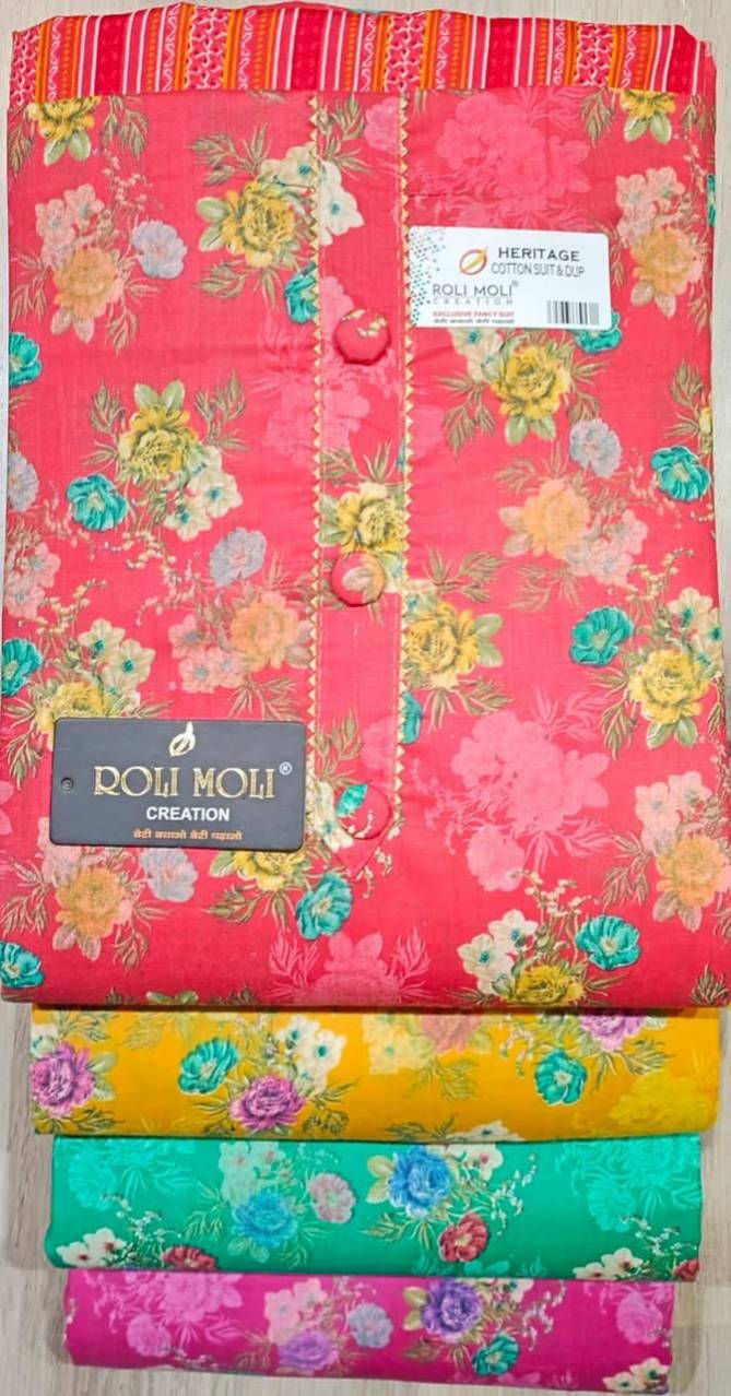 Roli Moli Heritage 04 Fancy Casual Wear Printed Cotton Dress Material Collection